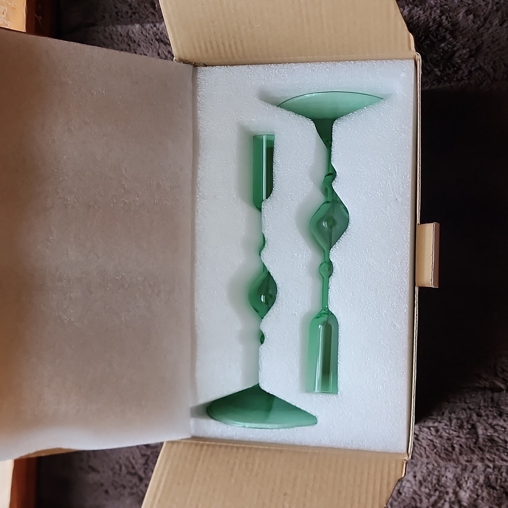 Poketo Hand Blown Glass Candlesticks MSRP 64.00